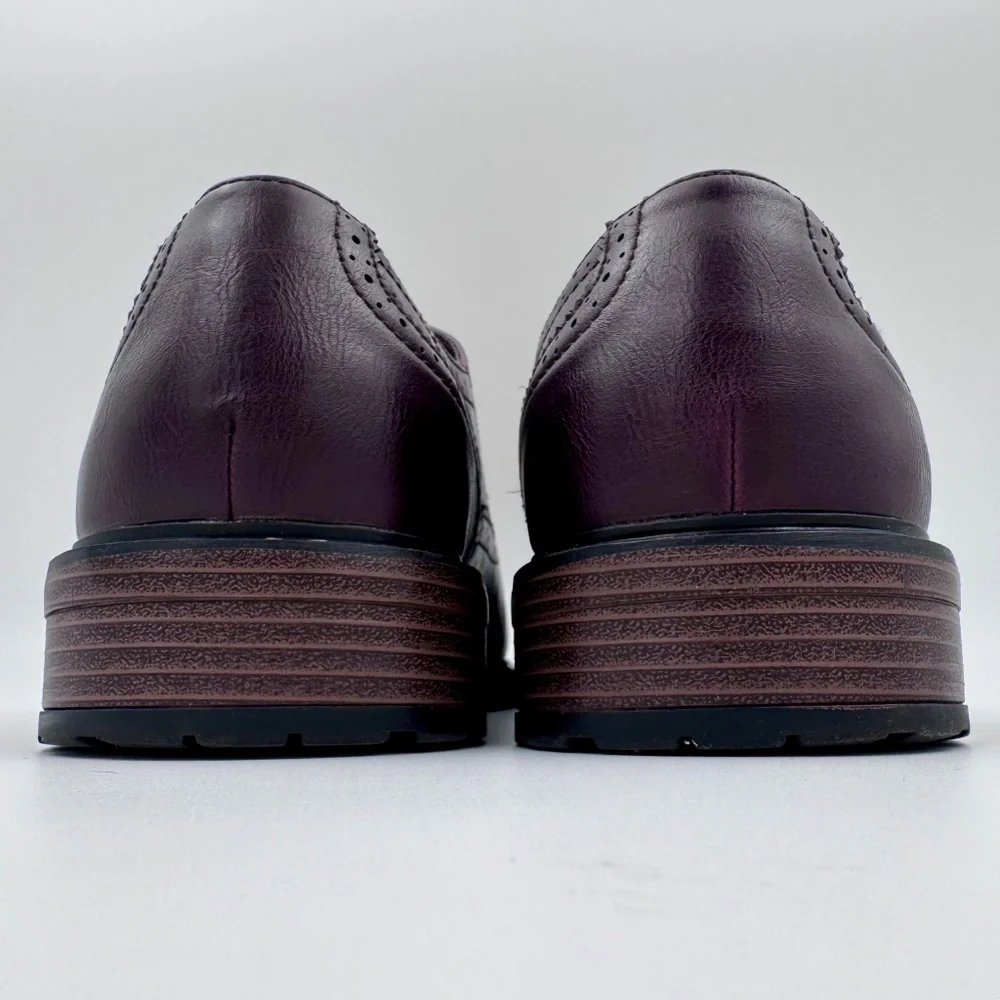 Perry Ellis Men's Burgundy Leather Cap Toe Brogue Oxford Baxter Shoes Size; 11.5
